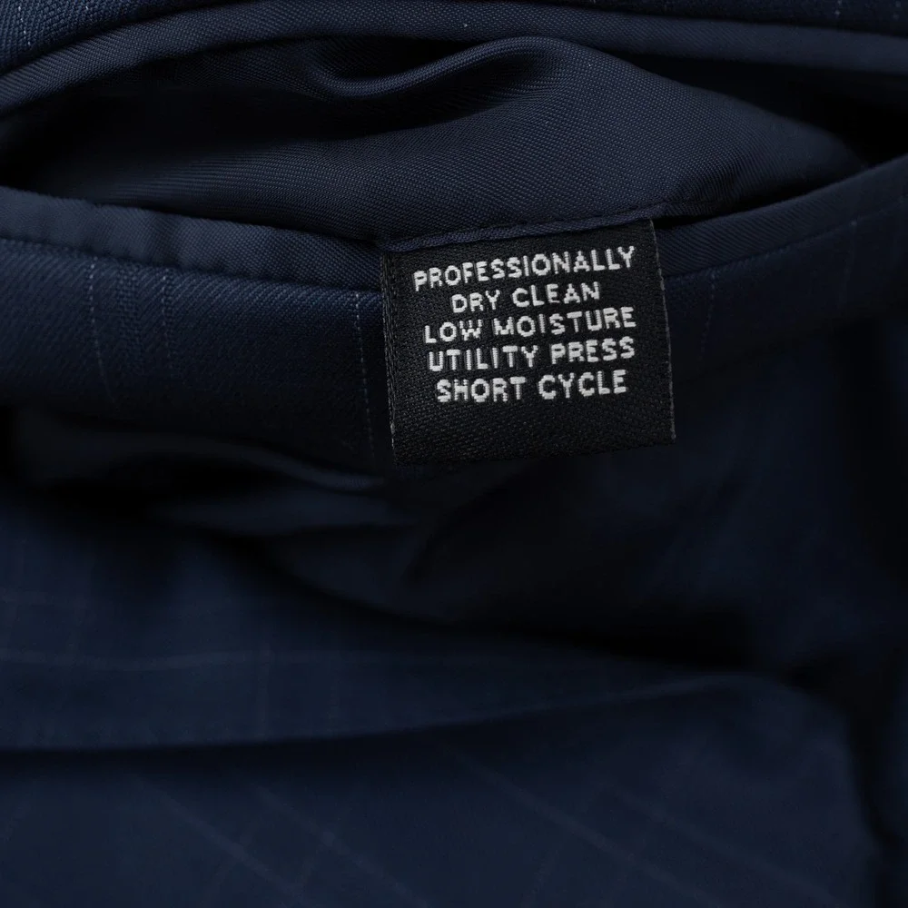 Jos A Bank Mens Navy Blue Windowpane 100% Wool 2 Button Blazer Sport Coat 40 LG
